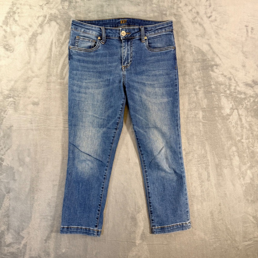 KUT From The Kloth Crop Straight Leg Jeans Women's Size 4 Blue Denim
